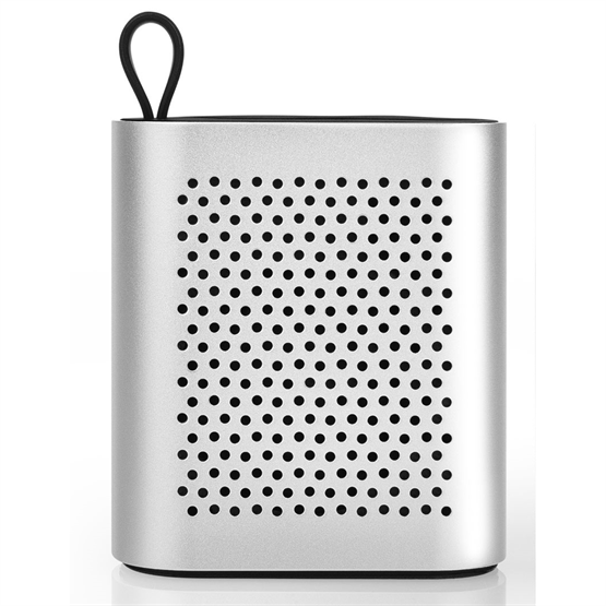 Front View of Silver Bluetooth Speaker
