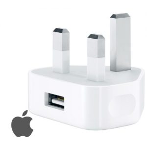 An Apple Charger Plug and Apple Logo