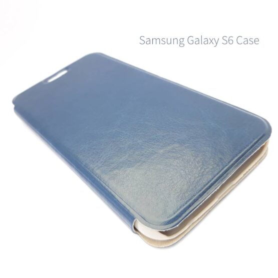 Shows the outside of Blue Samsung Galaxy S6 Flip Case