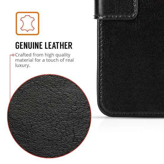 Black Leather in Black Samsung Galaxy A8 Flip Case