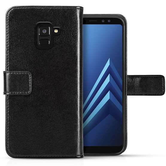 A picture of the back and front of a Premium Leather Samsung Galaxy A8 Wallet Case