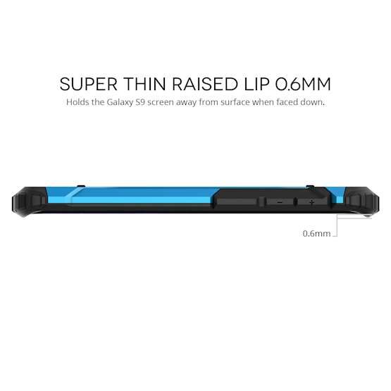 Side image of Shockproof Samsung Galaxy S9 Case with raised lip.