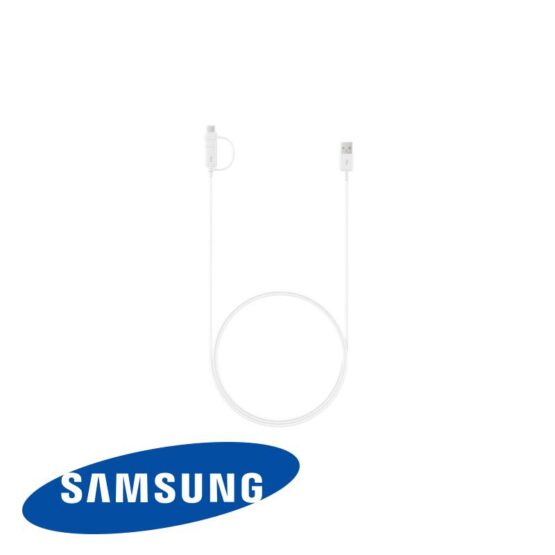 White Samsung Combo cable with Micro USB end and USB c end