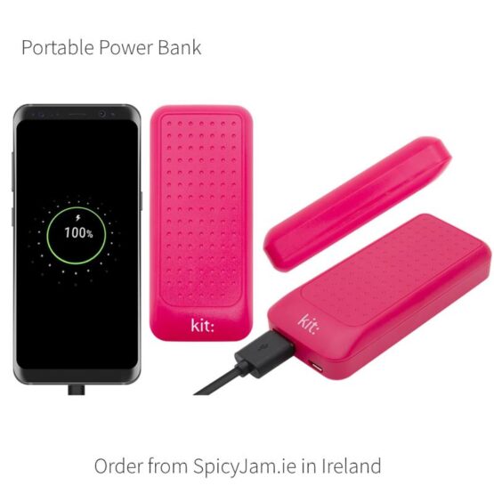 Phone charging using pink portable charger