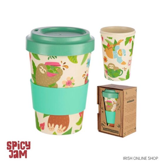 Bamboo Reusable Eco Cup with picture of sloth