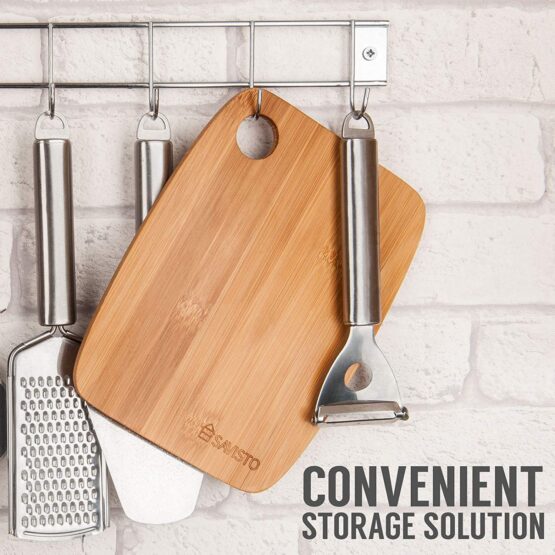 Wooden Bamboo Chopping Board handing with other kitchen utensils