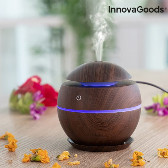 Walnut colored diffuser puffing essential oils