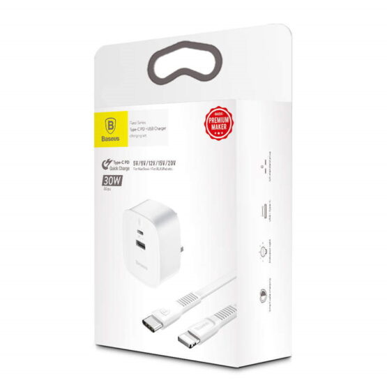 Box with iPhone Fast Charger in White