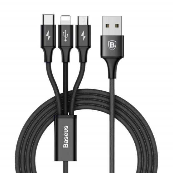 USBC-C, Lightning Micro, USB and USB A Connectors on Charging Cable