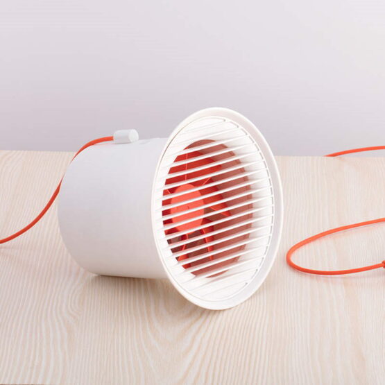White Fan on Desk with USB Cable