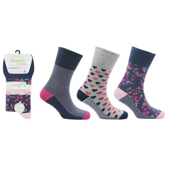 Organic Cotton Socks - Seamless Toe Seam UK4-8 - 3 Pairs
