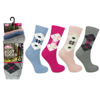 Ladies Wool Boot Socks UK4-8 - 3 Pairs