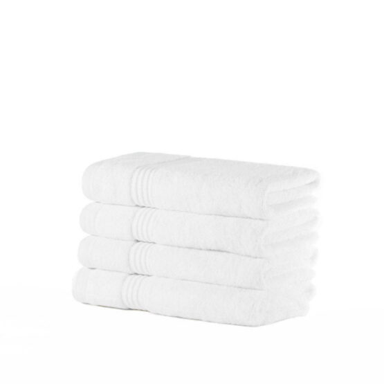 4 White Stacked White Bamboo Towels
