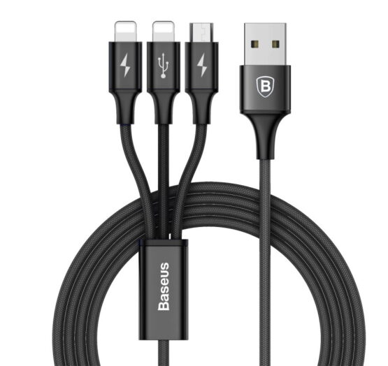 3 in 1 Charging Cable for Apple iPhone & Samsung Phones