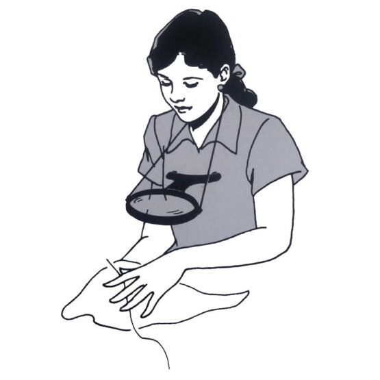 Woman with Magnifer around her neck