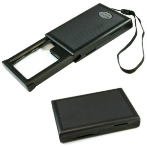 Black Magnifier Glass open with case