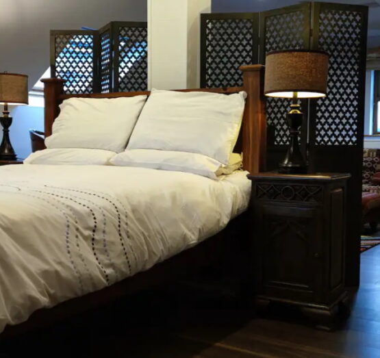 Bedroom with Privacy Screens