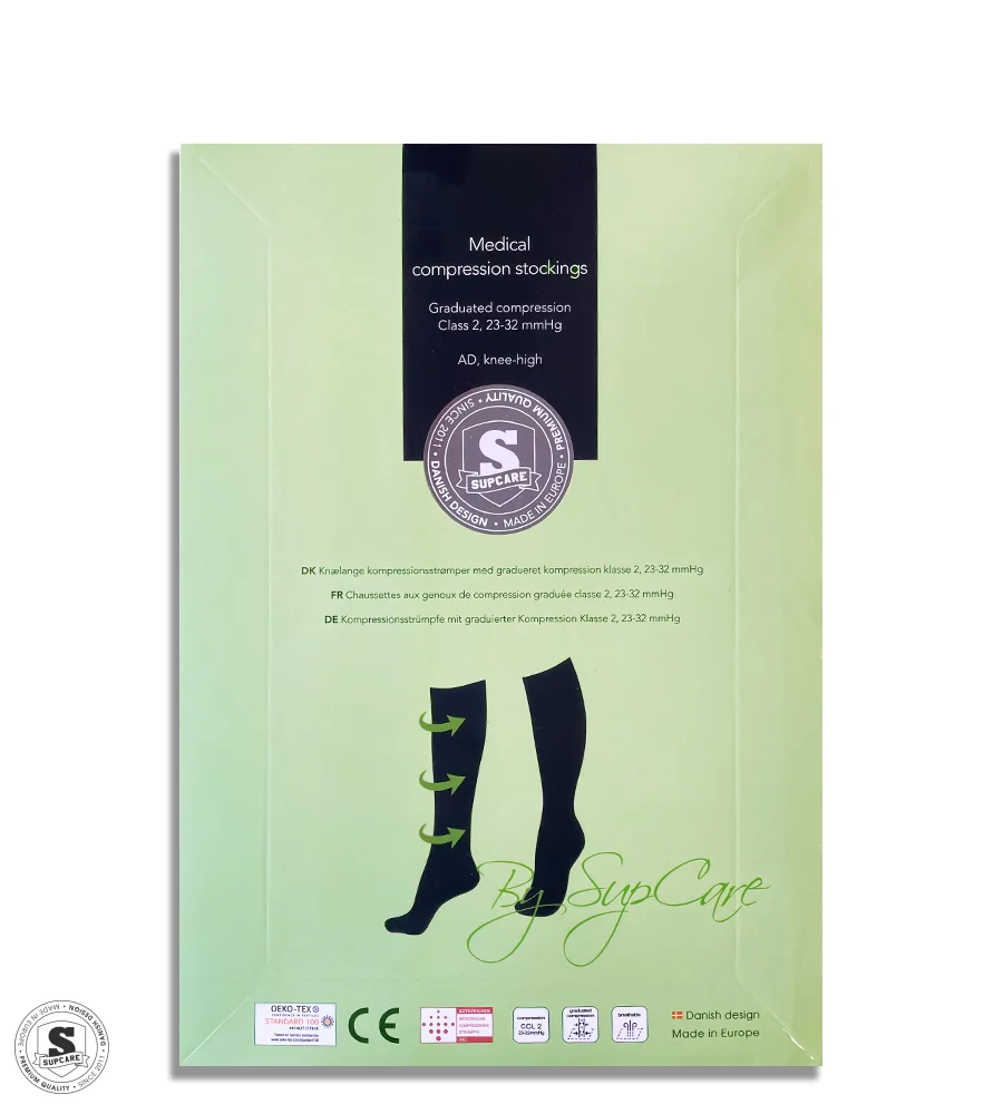 Medical Compression Stockings Class 2 (23-32 mmHg), Open Toe, Black