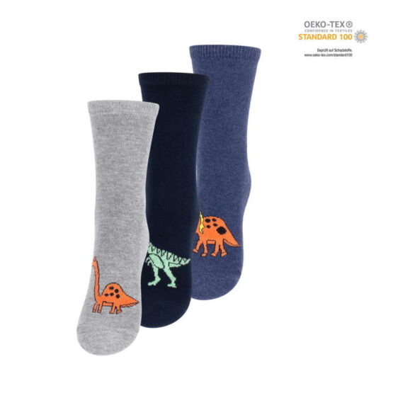 3 socks with picture of dinosaurs