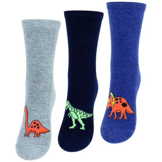 3 socks with picture of dinasaurs