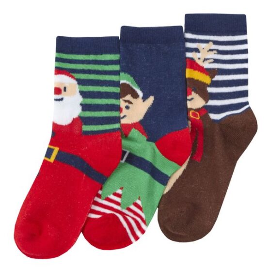 Children's Cotton Rich Christmas Socks x 3 Pairs