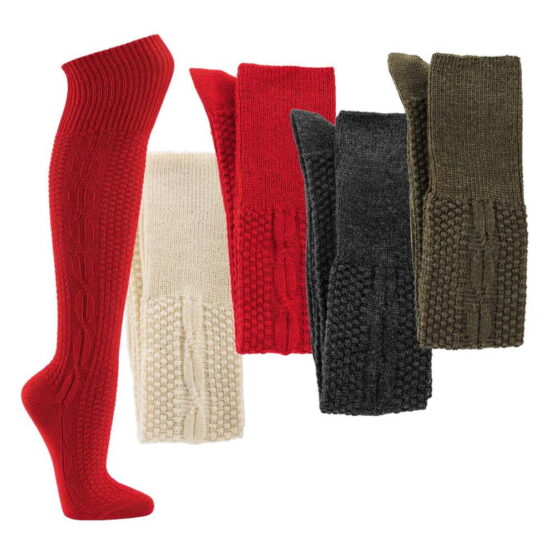 Winter Long Wool Cable Knit Socks x 2 Pairs