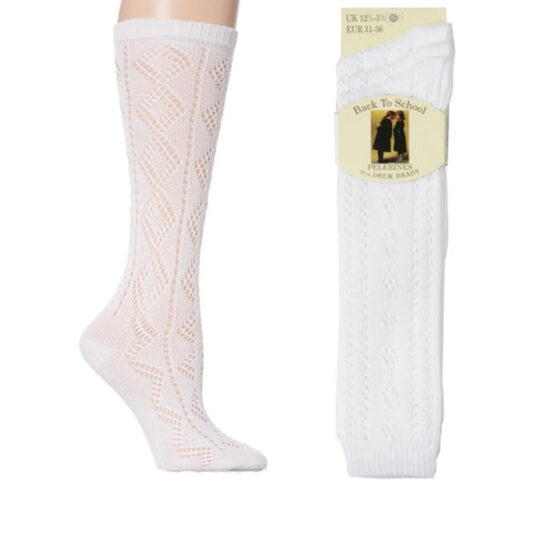 Girls Pelerine three quarter Socks | White x 3 Pairs