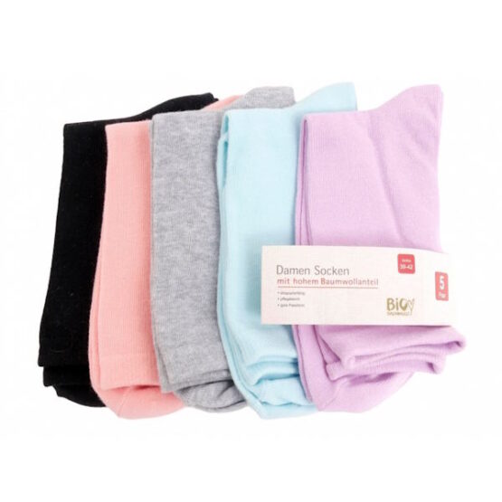 Women's Eco-Friendly Socks | UK Sizes 2.5-8 | Organic & Recycled Materials | Solid Colors x 5 Pairs