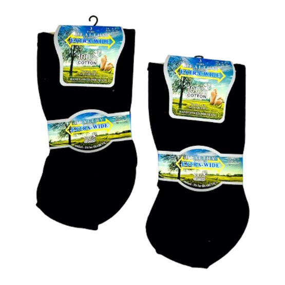 100% Cotton Extra Wide Socks x 3 Pairs