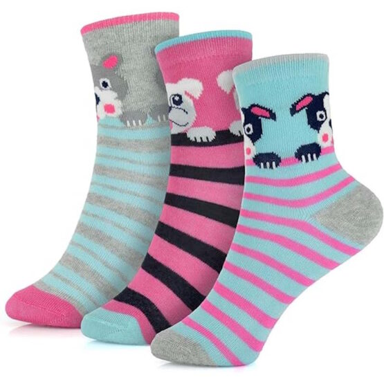 Girls Dog & Fruit Design Socks by Bertie & Bo x 3 Pair Pack