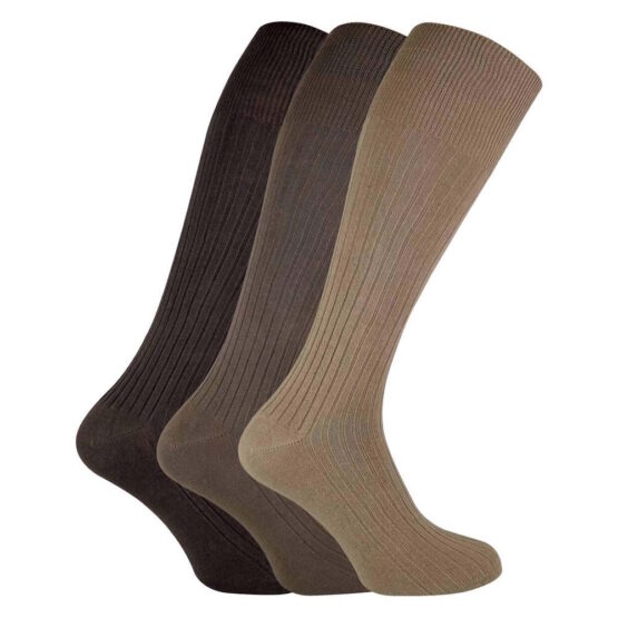 Long Black 100% Cotton Socks  ( UK6-11) x 3 Pairs